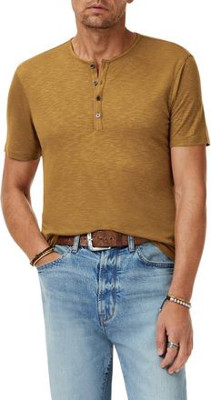 John Varvatos Biello Slim Fit Henley Top in Light Umber at Nordstrom, Size X-Large