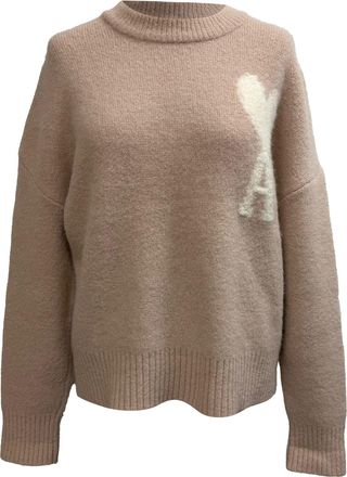 Ami Paris Cloudy Ami de Caur Sweater in Pink Wool