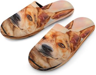 Generic Cute Dog Watercolor Mens Cotton Slippers Memory Foam Comfort House Shoes Winter Indoor Slipper for Hotel Casa Spa