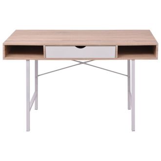 Berkfield Home Desk with 1 Drawer Oak & White