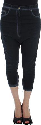 Roberto Cavalli Cotton Stretch Baggy Relax Jeans - Dames - Cropped Jeans - Blauw - W26 - Katoen - Jeans