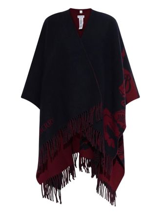 Burberry fringed cape - women - Wool/Cashmere - OS - Blue