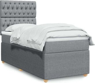 vidaXL Cama Box Spring Con Colch&oacute;n Tela Gris Claro 90x190 Cm Vidaxl