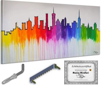 OEM Monica Mirafiori I Cuadro Ciudad Arcoiris I 140x70cm Cuadro Pintado A Mano Cuadro Acr&iacute;lico Cuadro Acr&iacute;lico De Gran Formato I Arte Moderno I Cuadros Ar
