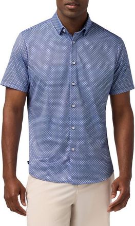 Mizzen+Main Halyard Trim Fit Diamond Print Short Sleeve Button-Up Shirt in Navy Enlarged Diamond at Nordstrom, Size Xx-Large