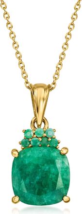 Ross-Simons Emerald Pendant Necklace in 18kt Gold Over Sterling