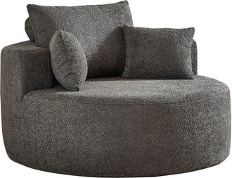 Urban Meuble Sill&oacute;n redondo de chenilla gris con un toque acogedor