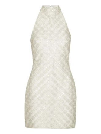 Rotate sequinned halterneck dress - women - Polyester/Recycled Polyester - 36 - White