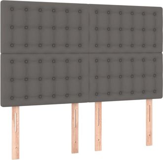 vidaXL Vidaxl - Cabecero con luces led cuero sintético gris 144x5x118/128 cm