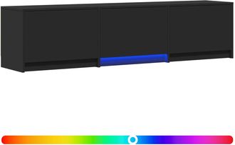 vidaXL Mueble De Tv Con Led 165 X 34 X 40 Cm Negro Vidaxl