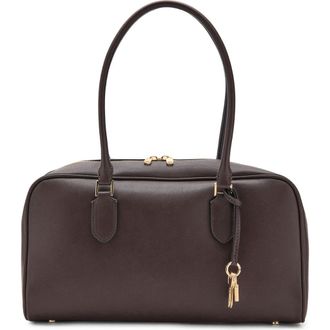 Mango Faux Leather Bowling Bag in Chocolate at Nordstrom
