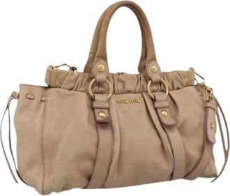 Miu Miu Pre-owned Hand Bag - Dames - Vintage Handtas - Beige - ONE Size - Leer - Vintage
