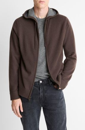 Vince Cashmere Zip Hoodie Sweater in Mission/Medium Heather Grey at Nordstrom