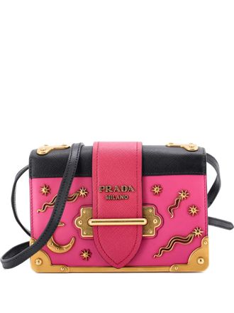Prada Cahier Embellished Leather Small crossbody bag - women - Calf Leather - One Size - Black