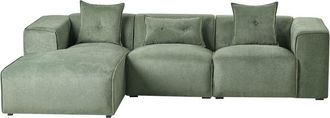 Beliani Sof&aacute; de 3 plazas 3 personas de tejido verde