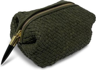 Kempton & Co. Woven Cosmetic Case In Olive