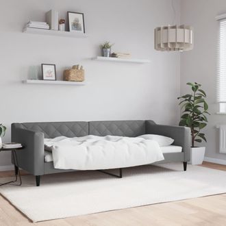 vidaXL Sof&aacute; Cama Sin Colch&oacute;n Tela Gris Oscuro 90x200 Cm Vidaxl