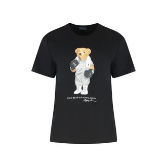 Polo Ralph Lauren T-Shirts, female, Black, Size: XS Printed cotton T-shirt