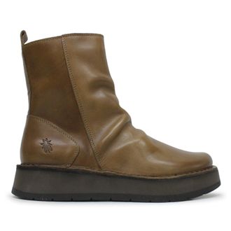 FLY London RENO053FLY Rug Leather Womens Ankle Boots - Camel - Size:UK 5
