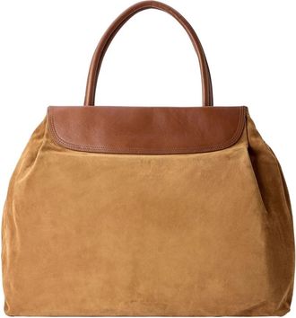 Dries Van Noten Blossom Suede Top Handle Bag - Dames - Handtassen - Bruin - ONE Size - Leer - Tassen