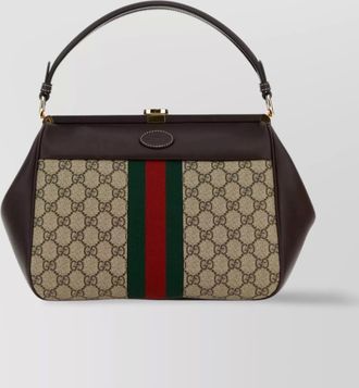 Gucci monogrammed fabric and leather shoulder bag