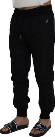 Dolce & Gabbana Mens Logo-Detail Casual Joggers Black Polyester Acrylic Nylon