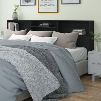 vidaXL Mueble Cabecero Negro 220x19x103,5 Cm Vidaxl