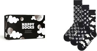 Happy Socks Assorted 3-Pack Black & White Crew Socks Gift Box at Nordstrom