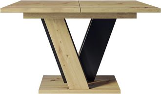 Mirjan24 Mobilier1 - Mesa Goodyear 125, Roble Artisan + Negro, 75x90x120cm, Alargamiento, Aglomerado Laminado