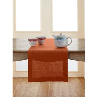 Solino Home Linen Table Runner for Dining Table, Holiday and Everyday Table Decor - Classic Hemstitch in Cinnamon at Nordstrom, Size Xx-Small