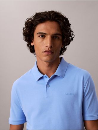 Calvin Klein Mens Liquid Touch Polo Shirt - Bright Blue - 2XL