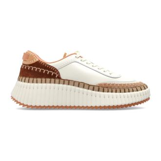 Chlo&eacute; Schoenen, Dames, Wit, 41 EU, Leer, Nama Platform Sneakers