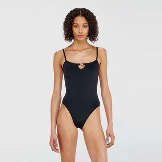 Diesel Nylon bodysuit with cut-out and metal Oval D - Bodysuits - Woman - Black