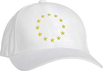 Generic Embroidered European Star Baseball Cap, European Union,EU Stars Flag Hat EU Embroidered Logo(White)