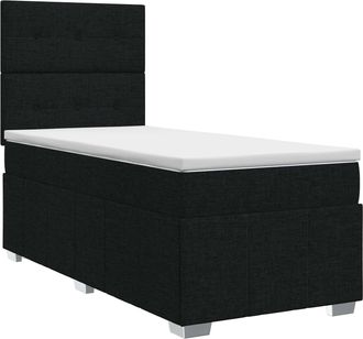 vidaXL Cama Box Spring Con Colch&oacute;n Con Cabecera Negro 90 X 190 Cm Tela Vidaxl
