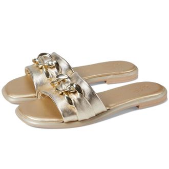 Seychelles Womens Seychelles Tulum Sandals Light Gold Metallic Leather Slide HTAT499