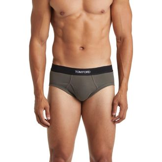 Tom Ford Cotton Stretch Jersey Briefs in 302 Military Green at Nordstrom, Size Xx-Large