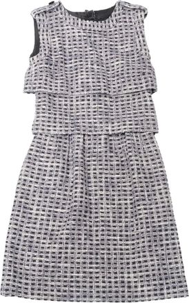 Chanel 2015-2017s tweed sleeveless mini dress - Blauw