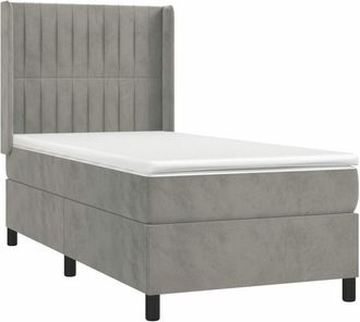 vidaXL Vidaxl - Cama Box Spring Con Colch&oacute;n Terciopelo Gris Claro 100x200 Cm