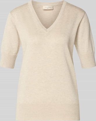 Freequent Strickshirt mit V-Ausschnitt Modell Katie in Beige, Gr&ouml;&szlig;e XXL
