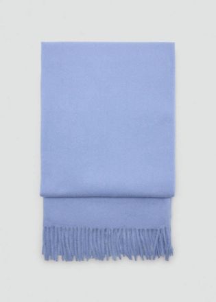 Mango Sciarpa bordi frange celeste - Donna - Taglia unica - MANGO