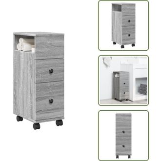 vidaXL Mobiletto portaoggetti - vidaXL Mobile da Bagno Stretto con Ruote Grigio Sonoma in Truciolato - Mobile da bagno con ruote