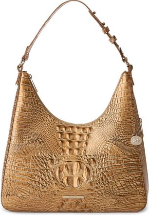 Brahmin Tabitha Croc Embossed Leather Shoulder Bag in Driftwood at Nordstrom