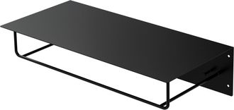 ML Design Ml-design - Perchero De Pared Con Barra De Colgar Y Estante Flotante Para Sombreros 60x30x15 Cm Negro Met&aacute;lico Vestidor O Armario De Pasillo Panel Col