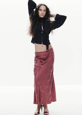 Mango Gonna jacquard lunga rosa - Donna - XS - MANGO