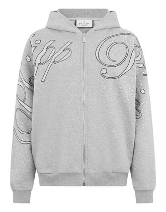 Philipp Plein Chenille Zip Hoodie Spray Strass