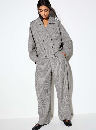 Icone Womens Herringbone pleated barrel-leg pant