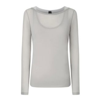 Pinko Long Sleeve Tops, female, Gray, Size: XS Jersey Garza Sweater T-Shirt
