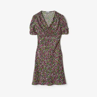 Burberry Ditsy Floral Silk Mini Dress, Size: 02
