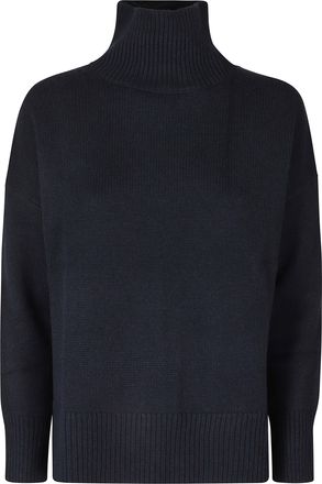 Kujten Dark Navy Loose-Fitting Cashmere Turtleneck Sweater
